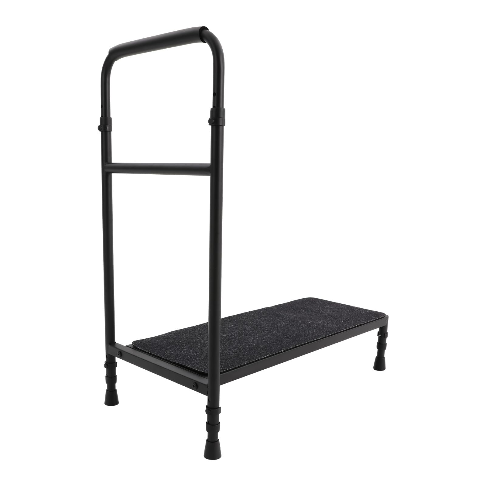 Scalino mobile di sicurezza per anziani, antiscivolo, 1 gradino, con corrimano regolabile, portata fino a 150 kg, ideale per vasca da bagno, letto e veicolo (nero)