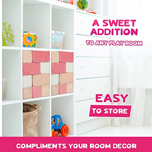 Image of The Original Premium Plush Building Block for Kids - Certified Safe Foam Blocks in Luxuriously Soft Fabric Covers (Rose, Blocks)