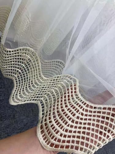 Homxi Sheer Curtains Voile 2 Panels,2 x 42W x 45H,Drapes for Bedroom Semi Sheer Beige Wave Pattern Curtain for Pinch Pleats - Image 3