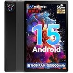 MUISOO Tablet 10 Inch Android 15 Tablets 16GB RAM 1TB Expandable, Android Tablet 1332 * 800 HD, 5G WiFi, BT5.4, 5MP Dual Camera, Tab PC 5000mAh Battery, GMS Widevine L1 (Black)
