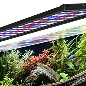 AQQA Fish Tank Light for Plants Aquarium Light with Timer 14 Colors Adjustable Full Spectrum LED Waterproof Dimmable Light for Fish Tank 47-55 Inch (45W)