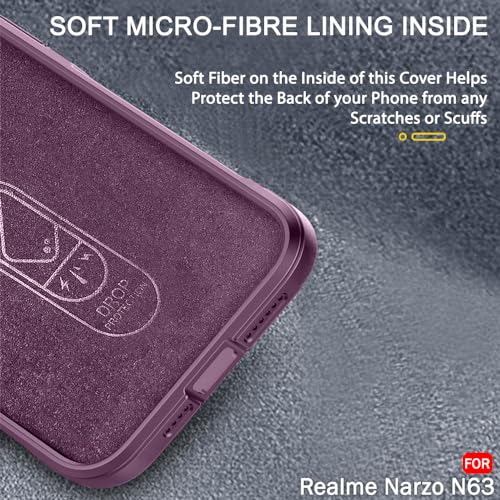 Image of TheGiftKart Liquid Silicon Back Cover Case for Realme C63 / Narzo N63 | Shockproof Military Grade Protection | Micro-Fibre Cloth On Inner Side | Built-in Anti-Slip Grip Back Cover Case (TPU, Purple)