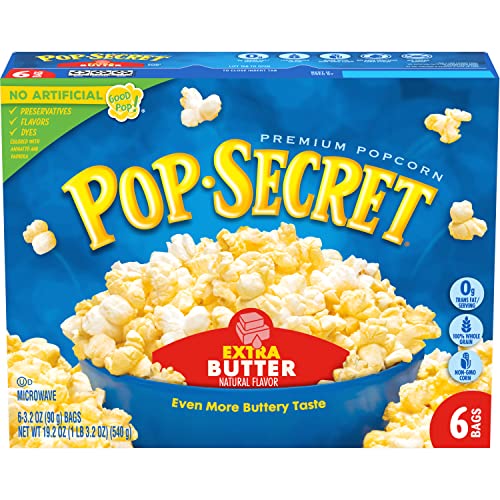 Image of Pop Secret Microwave Popcorn, Extra Butter Flavor, 3.2 Oz Sharing Bags, 6 Ct