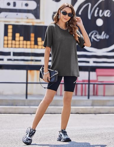 Image of Ekouaer 2 Pack Womens Tops Short Sleeve Oversized T Shirts Summer Spring Tops 2025 Basic Casual Tee Top S-XXL