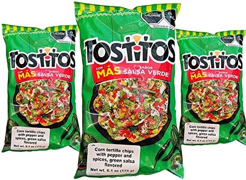 Sabritas Tostitos Salsa Verde (3 Pack) 6.1 oz - Mexican Large Chips - Botanas Mexicanas Bolsa Grande 6.1 Ounce (Pack of 3)