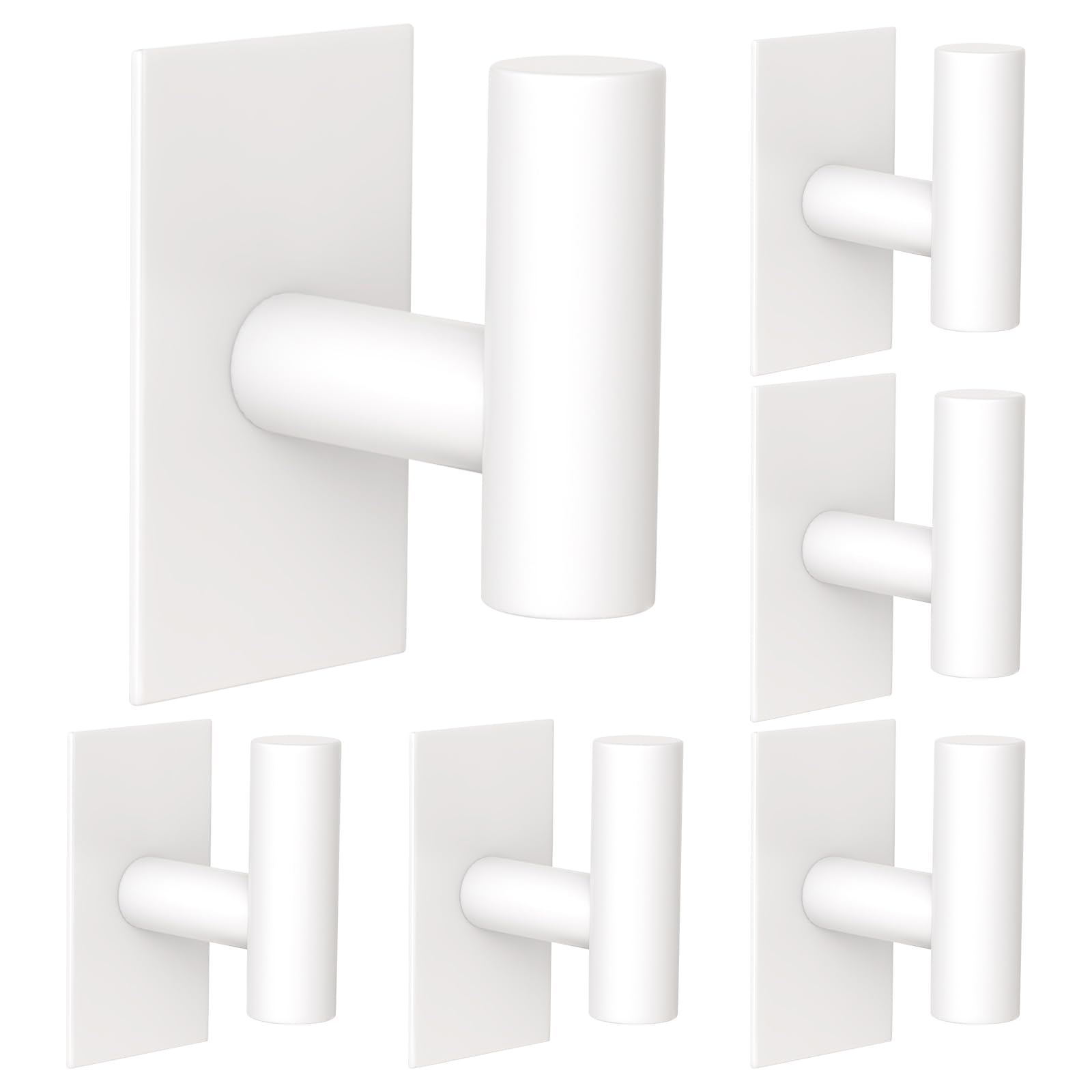 VAEHOLD Wall Towel Hooks, Heavy Duty Sticky Holder Waterproof Towel Hooks for Hanging Coat, Clothes, Closet Hook Wall Mount for Kitchen (White, 6 Pack)