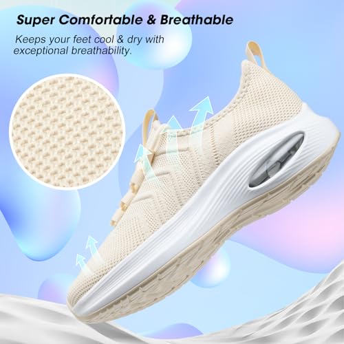 Image of Wide Toe Box Shoes Women Extra Wide Width Sneakers Air Cushion Road Running Shoes Ultra Light Tennis Gym Workout Training Shoes Breathable Walking Shoes with Arch Support