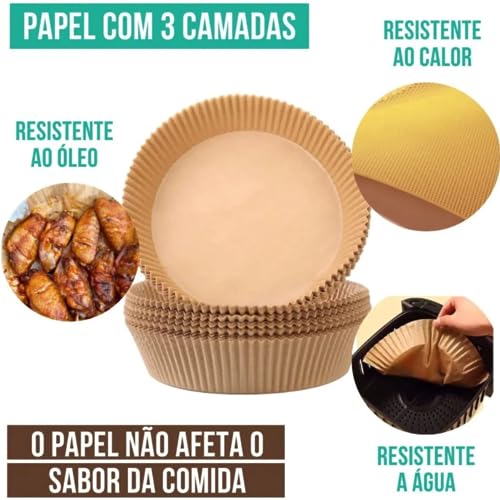 Kit Papel Forro Forma Para Airfryer Antiaderente Descartável Compre 50 Leve 100 unidades