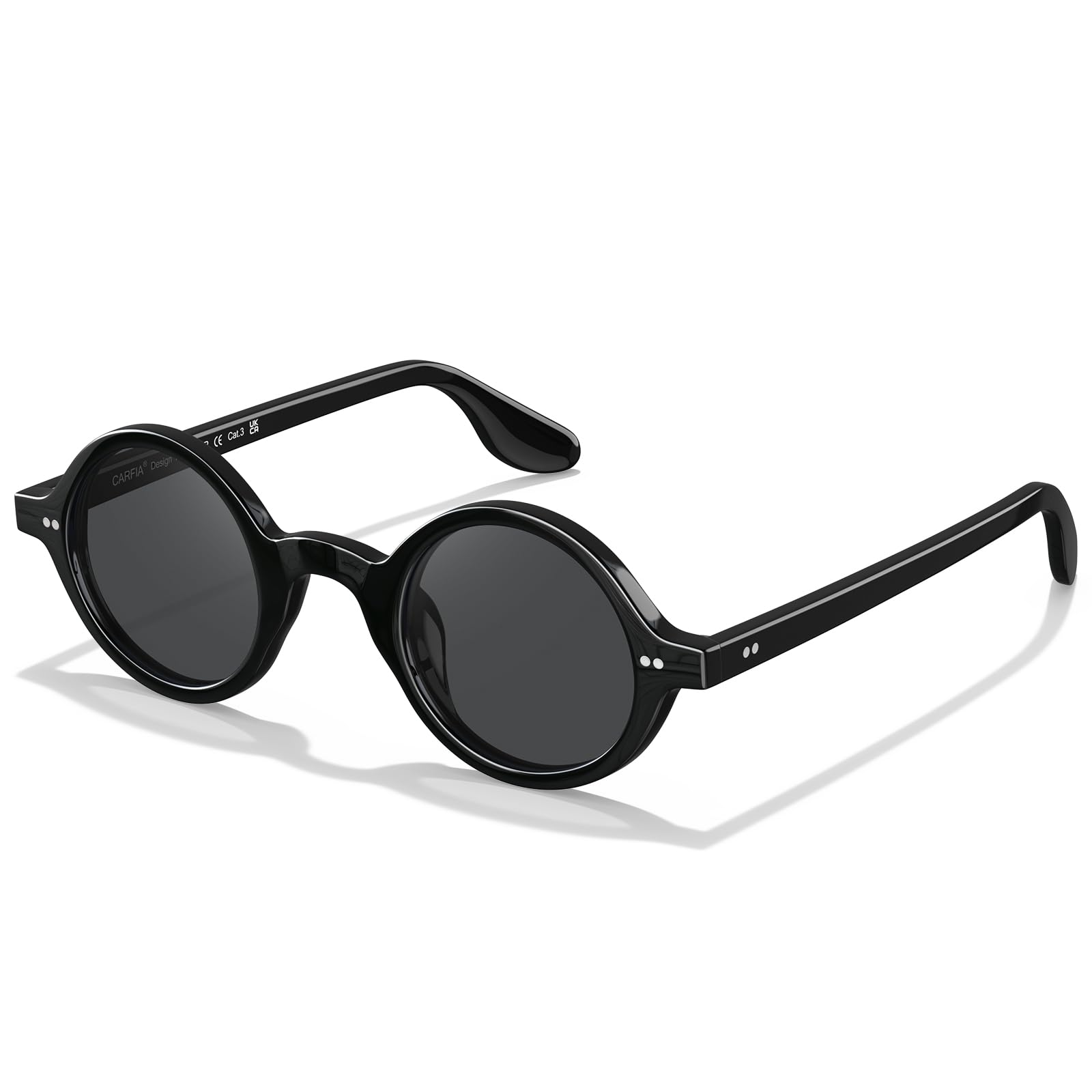 CARFIA Polarisierte Sonnenbrille für Herren - Vintage Party Look mit runder Acetate Rahmen, einteilige Nasenauflage & Hoher UV Schutz CA2501