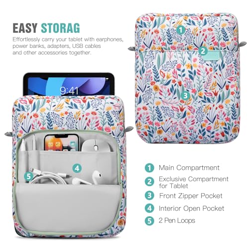 Image of TiMOVO 9-11 inch Tablet Sleeve Bag Carrying Case with Strap, Flowers
