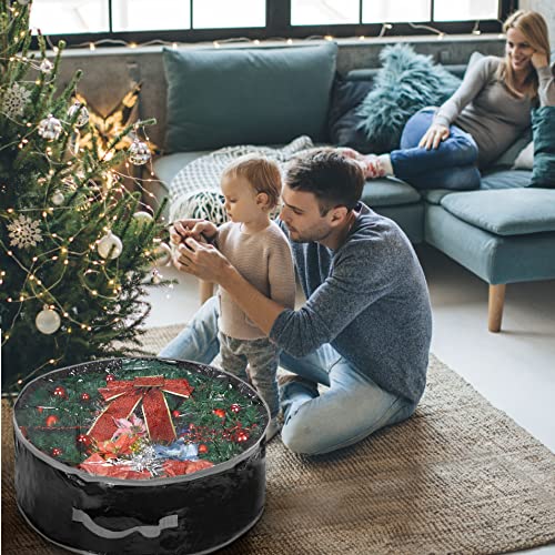 ProPik-Wreath-Storage-Bag-36-Garland-Holiday-Container-with-Clear-Window-Polyester-Tear-Resistant-for-Holiday-Featuring-Heavy-Duty-Handles-and-Transparent-Card-Slot-36-X-36-X-8-Black