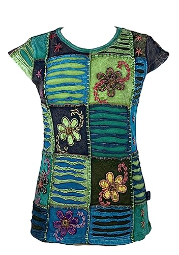 Agan Traders Women's 2026 Winter Rib Knit Cotton Stretchy Patched Bohemian Vibrant Cap Sleeveless Top Tees Blouse (121 RB, S, Gr)