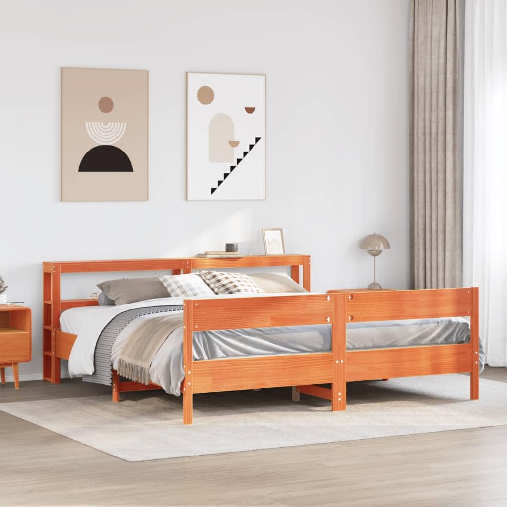 Furniture Select Bettgestell ohne Matratze Wachs braun 180x200 cm Super King Massivholz Kiefer