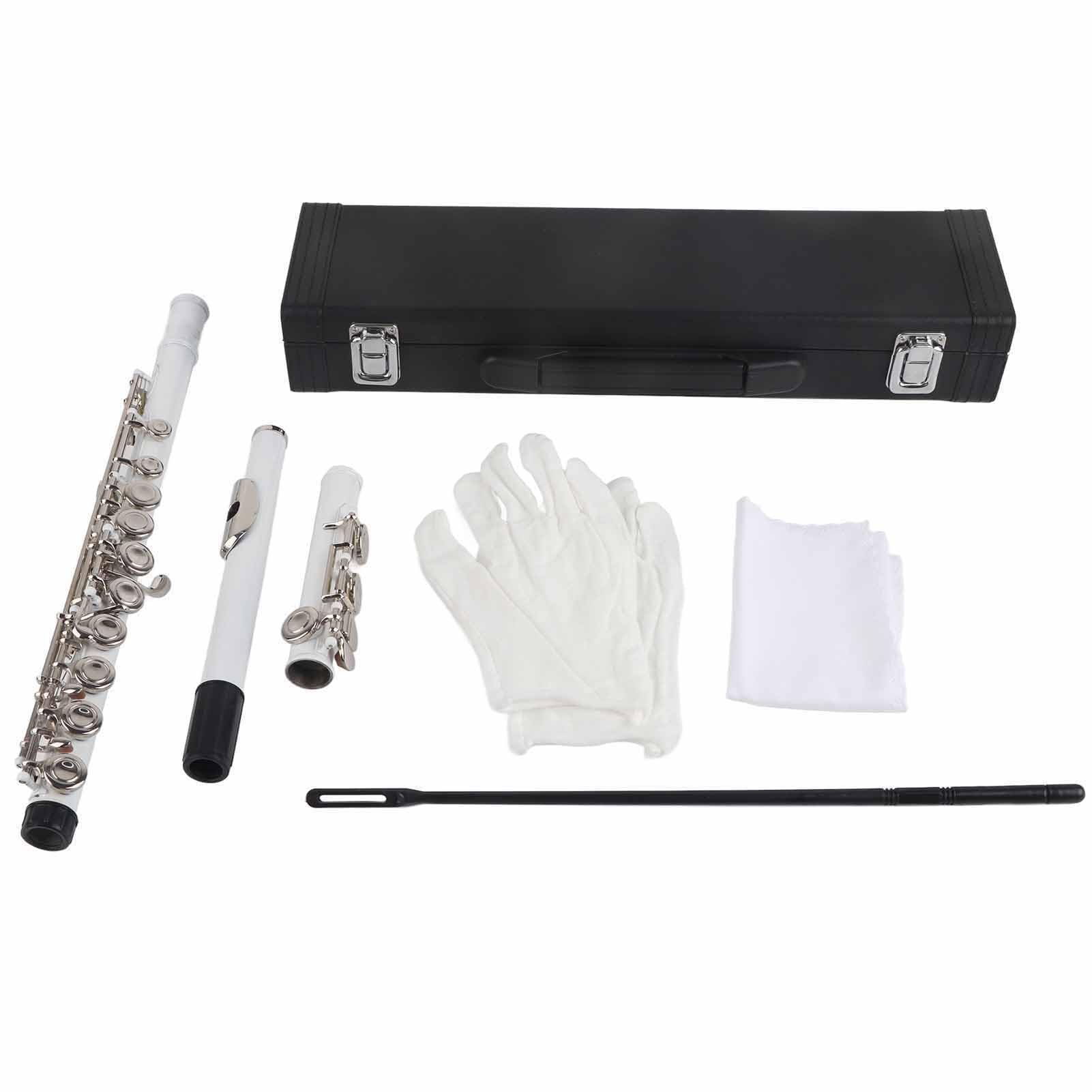 Yctze Flauta LADE C Key Flauta de Latón de 16 Orificios de Tela de Almacenamiento para Principiantes Juego de Cuidado de Limpiador de 6 Piezas Instrumentos Musicales/accesorios para (WHITE)