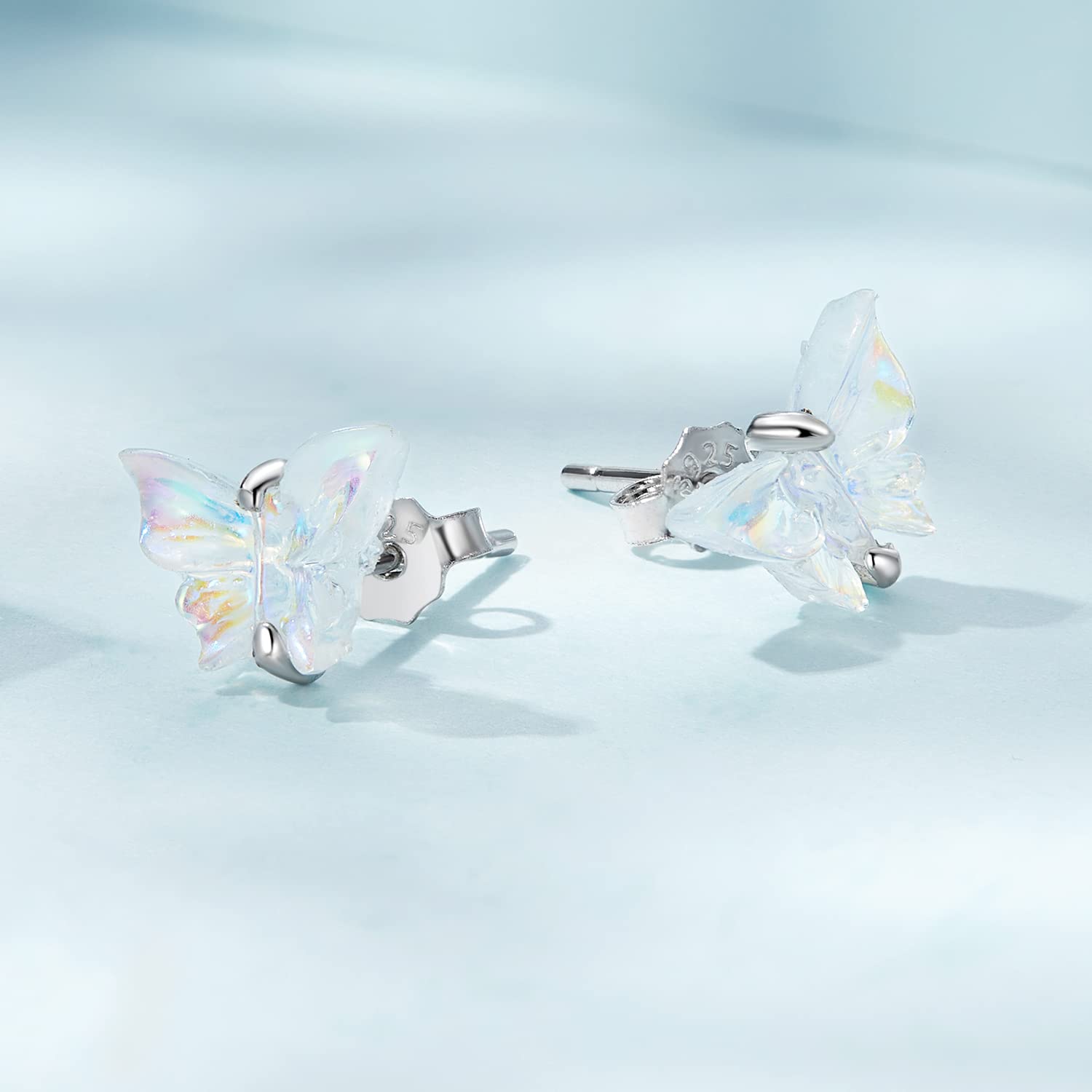 RWRAPS Ohrringe, Silberohrringe für Damen, Bunte Schleife-Ohrringe, 925er-Sterlingsilber-Ohrringe