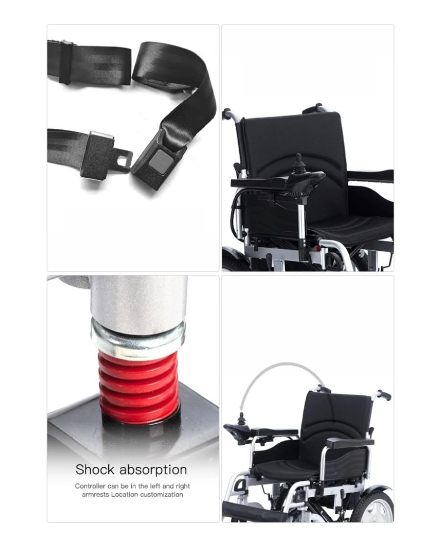 Silla de ruedas eléctrica, acero, plegable, 12 Ah, batt hasta 150 kg, silla de ruedas eléctrica de 46 cm de ancho del asiento, motor 2 x 250 W, modelo J27
