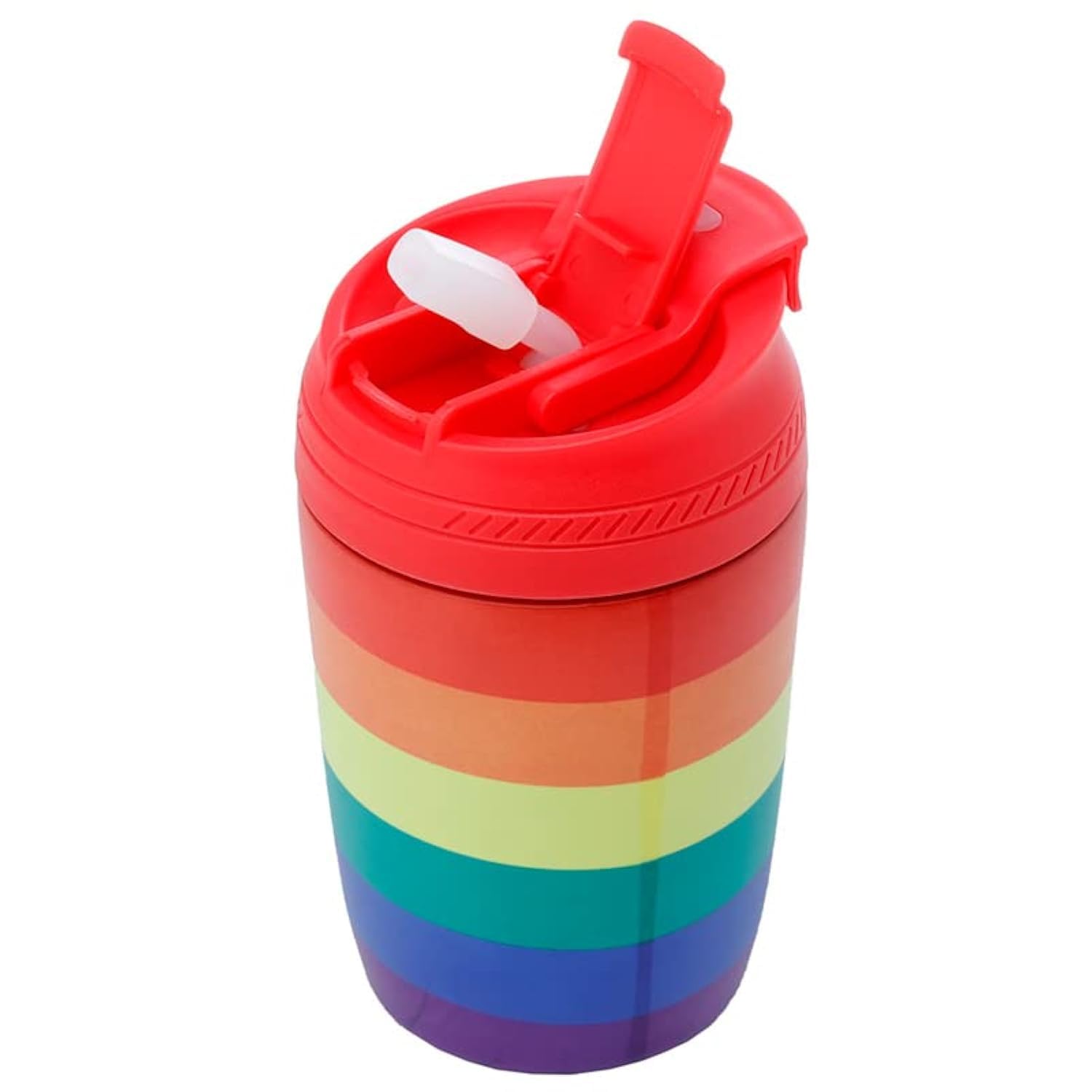 Puckator Multicoloured Somewhere Rainbow Reusable Stainless Steel Hot & Cold Thermal Insulated Food & Drink Cup 380Ml - Travel Mug - Tumbler With Straw And Lid - Insulated Bubba Cup - Thermal Drink Bottle