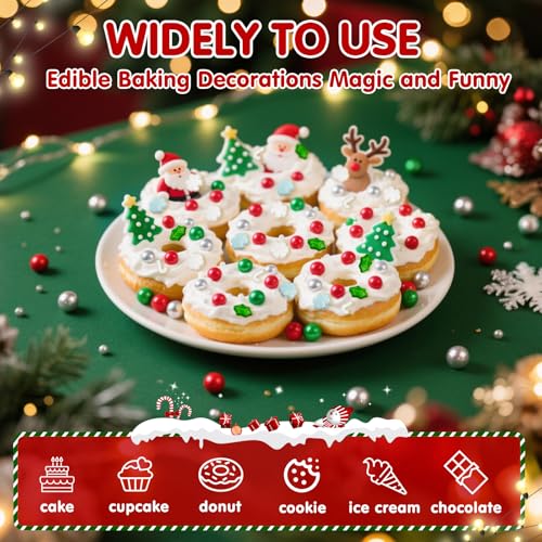 Image of Edible Christmas Sprinkles for Cake Decorating,130g,White and Blue Snowflake,White Candy Cane,Red Silver Pearls,Christmas Trees,Nonpareils,Sugar Holiday Sprinkle for Cupcake Toppers,Cookie,Ice Cream Decorations Winter Theme Party Supplies