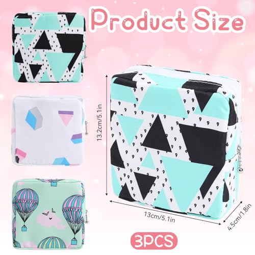 Image of QfwdfcTrenz 3Pcs Sanitary Napkin Storage Bag Period Bag for Teen Girls Zipper Menstrual Pad Bags Tampon Pouch Nursing Pad Holder Menstrual Cup Pouches Portable Reusable Pads Pouch