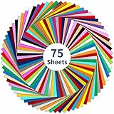 IModeur 75 Pack Permanent Vinyl Sheets (30.5 x 30.5 cm, Glossy & Matte) - 38 Assorted Colors Adhesive Vinyl for Silhouette Cameo, Birthday Gifts, Deco Sticker
