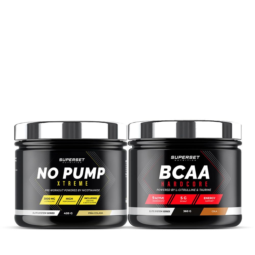 Superset Nutrition - Intensives Trainingsprogramm - Bcaa Hardcore Cola - No Pump Xtreme Long Island Icetea