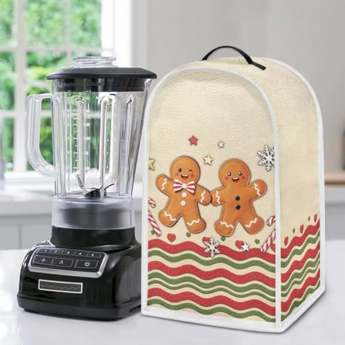 Image of Christmas Cookie Kitchen Blender Dust Cover with Top Handle | Washable Anti Splash, Stand Mixer or Coffee Juicer Maker Cover Polyester Dust Proof Blender Protector Covers for Friends