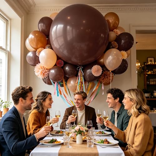 Image of 5Pcs Brown Big Balloons 36 Inch, Round Large Latex Party Balloons for Birthday Wedding Decorations