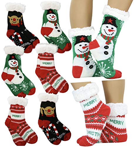 Image of ToBeInStyle Women's Pack of 3 or 6 Cozy Plush Winter Thermal Non-Skid Socks