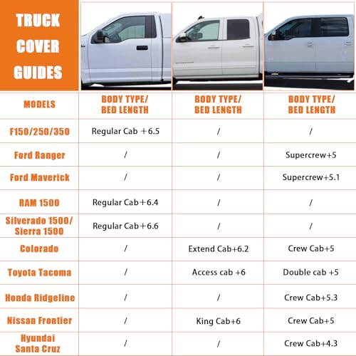 Image of Waterproof Cover for Truck with Rear Topper, Replace for Toyota Tacoma /Ford Ranger /Nissan Frontier 5ft, Heavy Duty Truck Cover with Door Zipper for Snow Rain Dust Protection