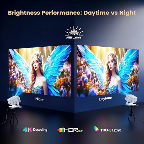 Image of [10,000+ Licensed Apps /Live TV /Ultra Bright /65W Dolby Audio] Outdoor-4K Projector with WiFi and Bluetooth, Goiaey Smart Projector with 360Stand, HDR10+, AI Auto Focus /Keystone, Short Throw Proyector