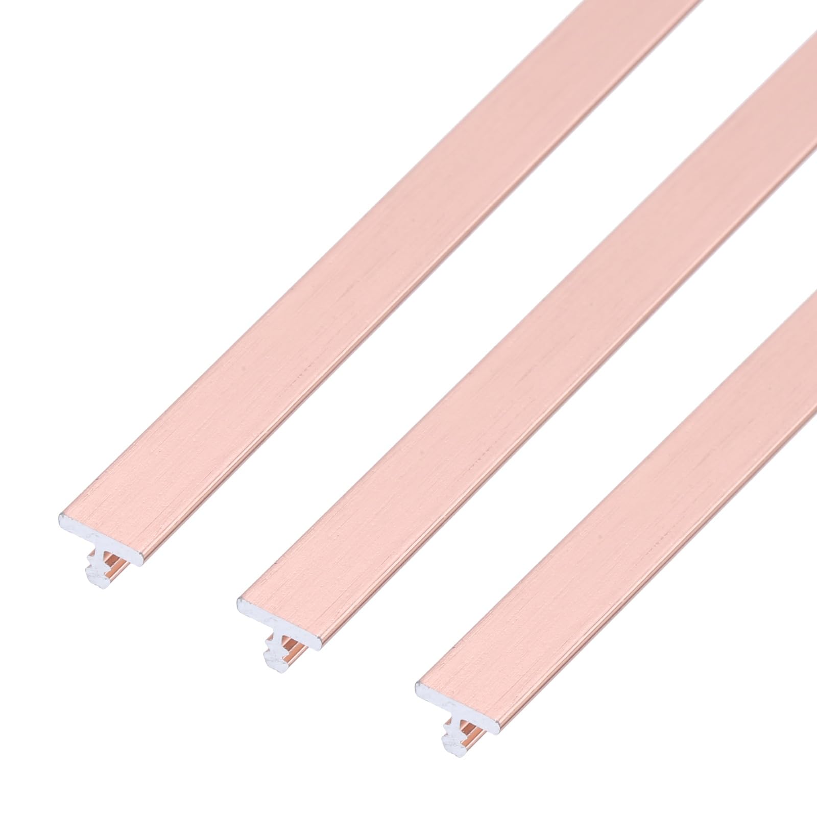 Tiras de umbrales para puertas de aluminio que cubren huecos de suelo laminado y azulejos en rosa