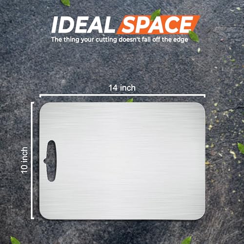 Tabla de Cortar de Acero Inoxidable 35,5 x 25,4 cm – Tabla de Corte Alimentaria de Acero Inoxidable 304, de Doble Cara para Carnes y Verduras, Amigable con Cuchillos, Antideslizante y Fácil de Limpiar miniatura 4