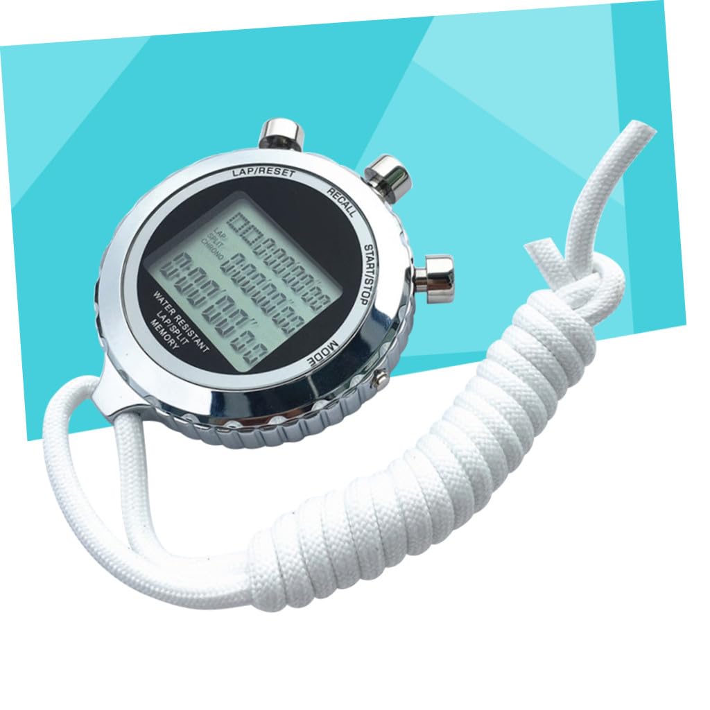 Cronometro Digitale Elettronico in Acciaio Inox 3 File 30 Piste | 1 Pezzo Bianco, Mostra Mese Data Giorno Settimana, Funzione Chronograph