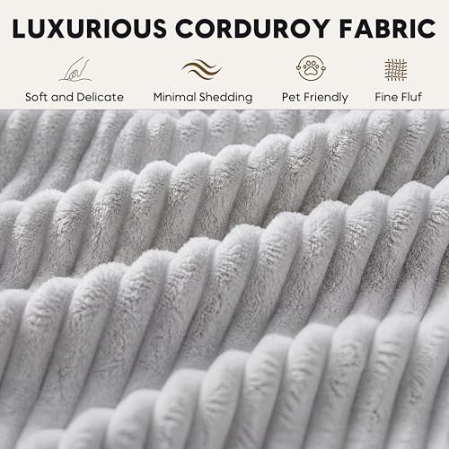 Image of Oversized Cloud Boneless Couch with Chaise, 146 inch Modern U Shape Modular Deep Seat Sectional Sofa, Comfy Corduroy Upholstered Couches for Living Room, No Assembly Required-Light Grey