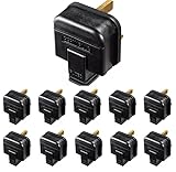 Heavy-Duty Plug 3-Pin UK 13A (Black)– Durable Rubber Plug for Home, Commercial & Industrial Use – Tough Replacement Plug for Power Tools, Appliances & Extension Leads,3-Pin Black Plug (10)