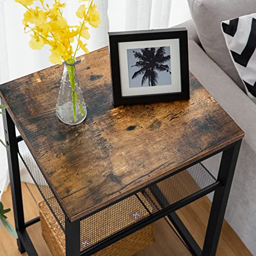 HOOBRO Hoge bijzettafel, industriële telefoontafel, slank nachtkastje, bank-bijzettafel, met 3-laags opbergplanken, smal… - Image 7
