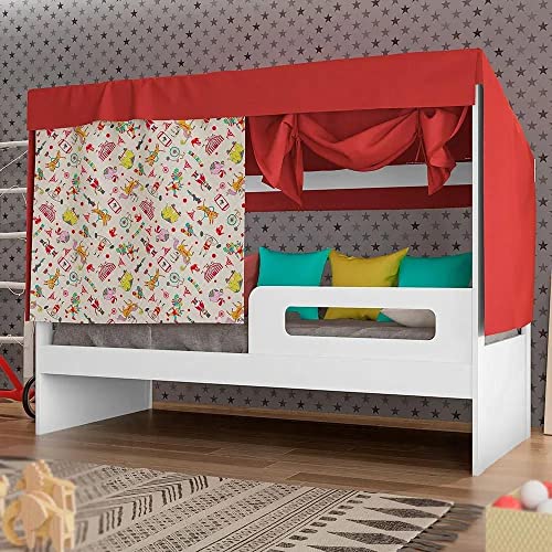 Cama Infantil Circus Tenda Diversão com Barraca Pura Magia Branco/vermelho