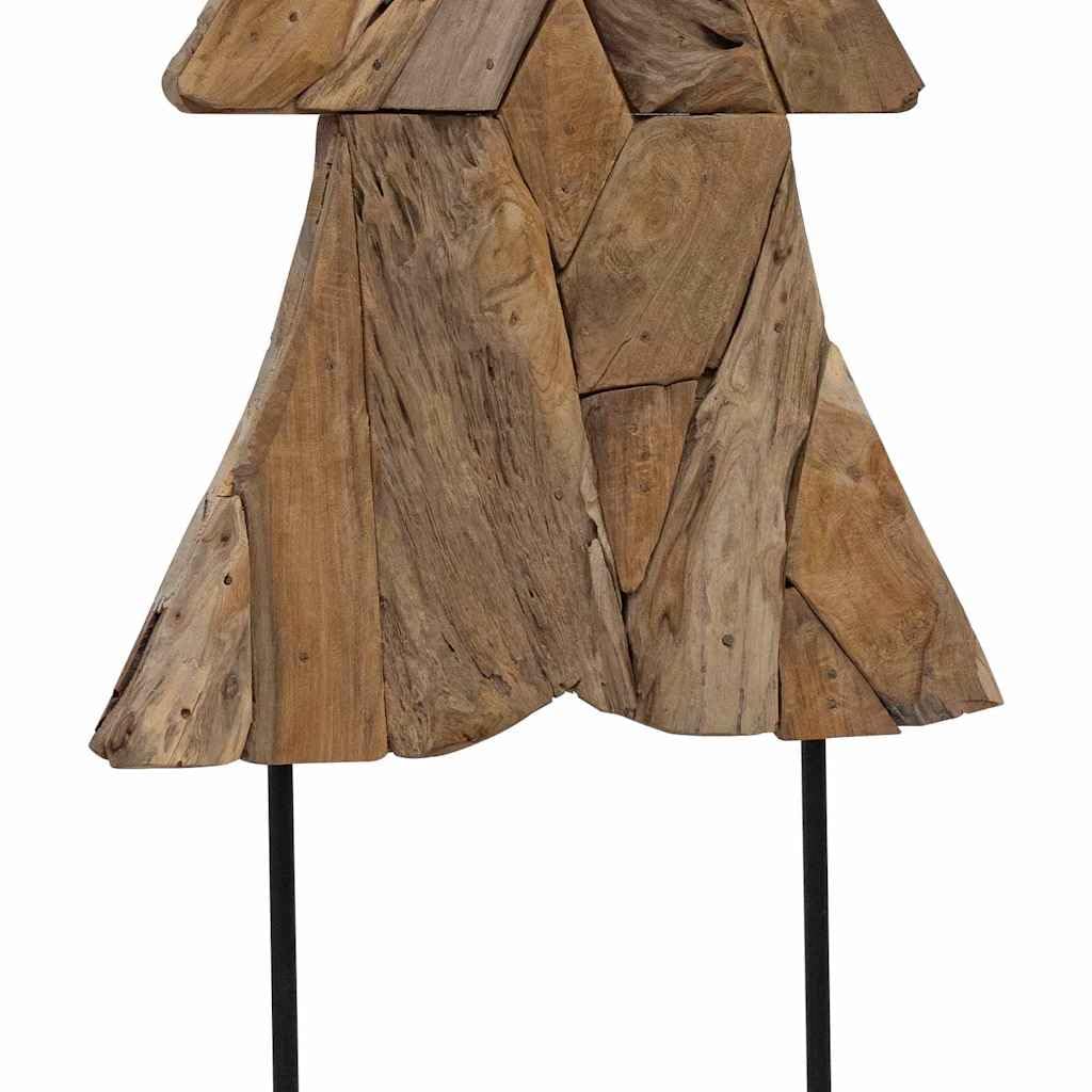 vidaXL Albero di Natale Marrone 151 cm Legno massello di Teak, Decorazione di Natale, Ornamentale in Teak Rustico, Elegante Centro Tavola per Feste, Albero in Salotto