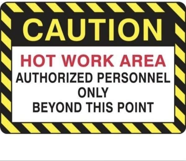 Safety Sign HOT WORK AREA, Mfr: MWLD617XL-A