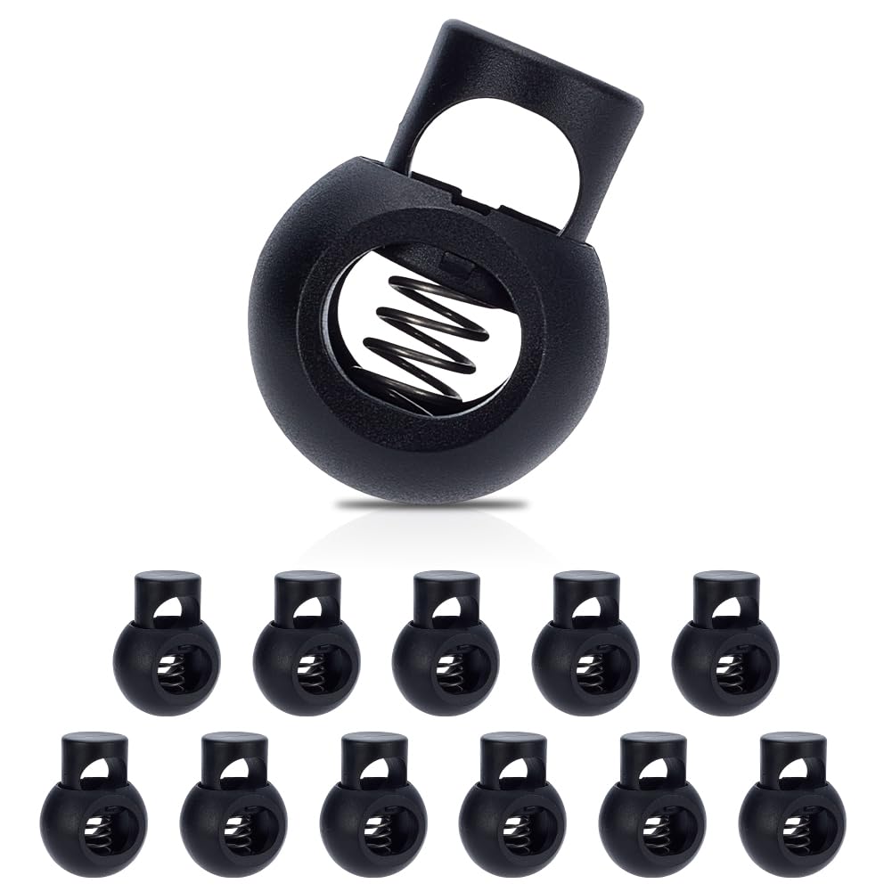 WEBEEDY 12 Pcs Large Spring Cord Locks for Drawstrings,15mm Hole Cord Stopper Button Clasp Utility Ropes Elastic String Toggles Crafting Cords Lock Drawstring Clips for Tent Hoodie Sweatpant,3.4X4.4cm