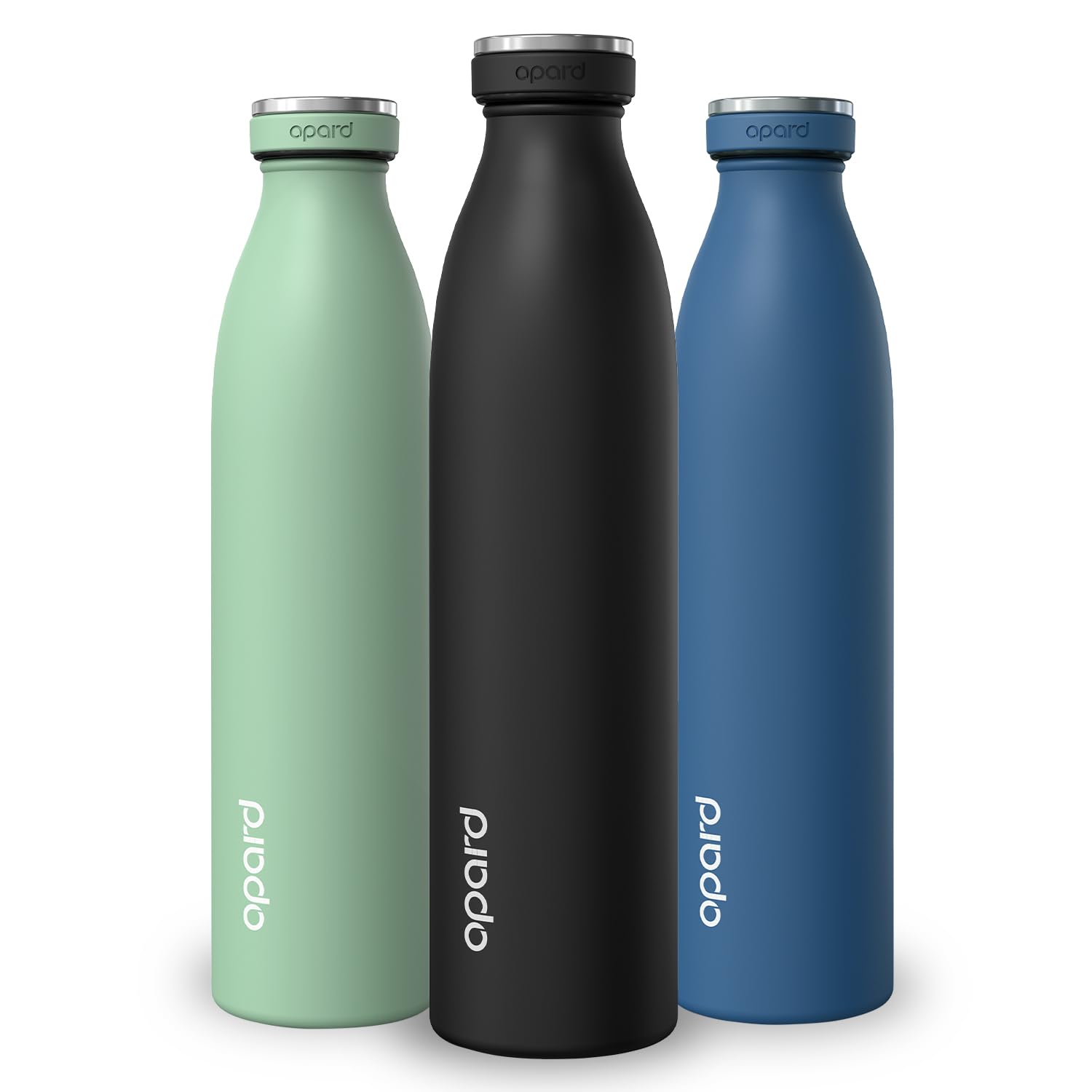 Opard Grip Insulated Water Bottle Stainless Steel, 36h Cold & 12hr Hot Metal Water Bottle 750ml, Leakproof Drink Bottle, No Sweat Thermal Flask for Adults Kids Black