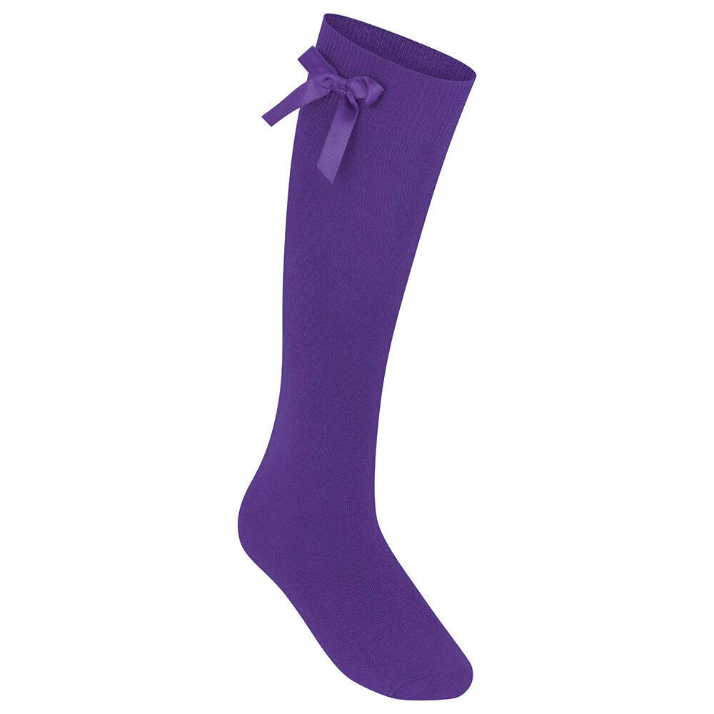 ComfyWear 3 pares de calcetines hasta la rodilla para niñas con lazo, calcetines de uniforme de regreso a la escuela, calcetines largos de algodón en todos los tamaños