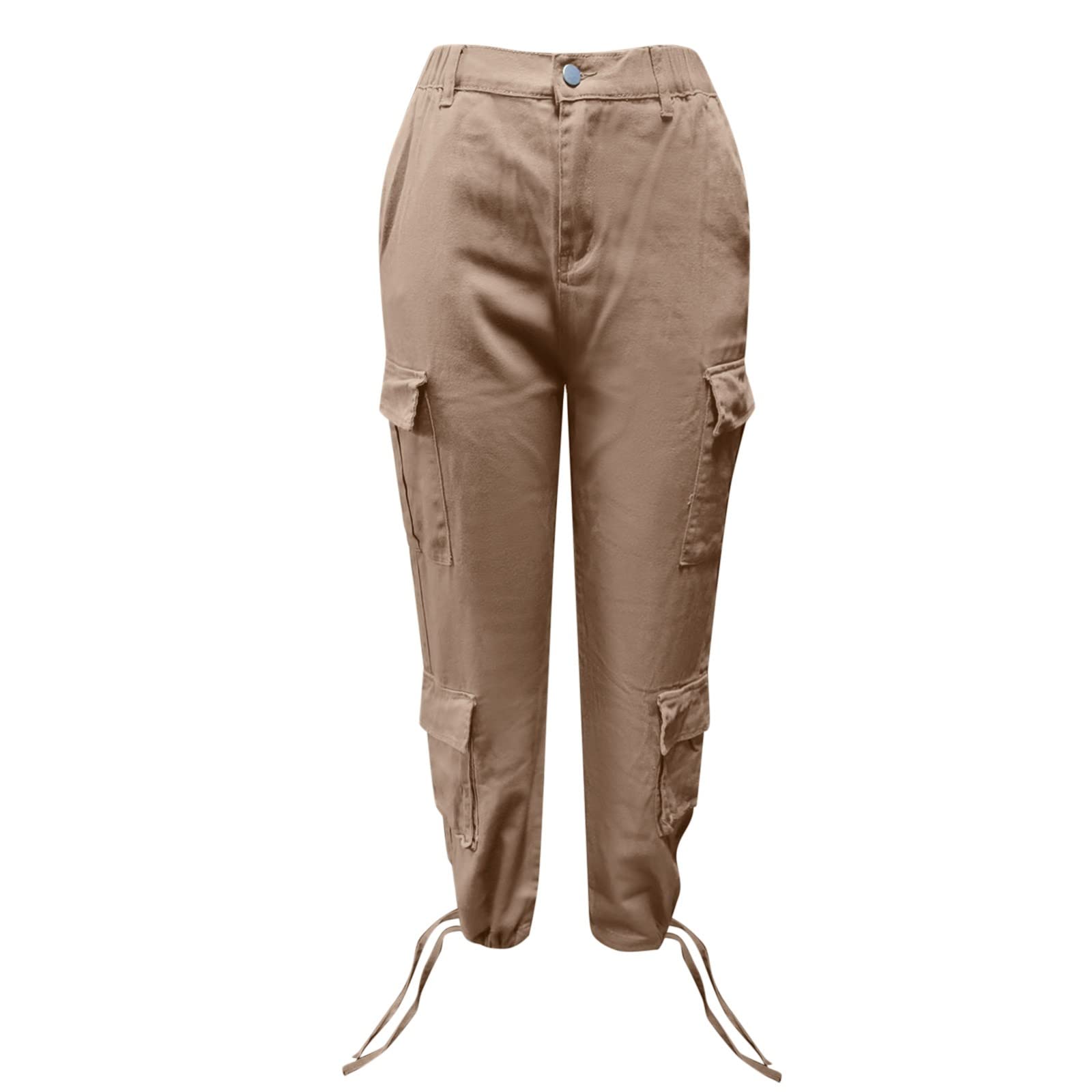 Sommerhose Damen Leicht Lang Arbeitshosen Baggy Jogginghose Gummibund Streetwear Hosen Fitness Wanderhose Teenager Mädchen Freizeithose mit Elastischen Knöcheln Cargo Pants