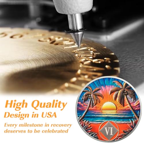 beach sunset 6 year sobriety coin affirmation na coin addiction recovery six year sober chip celebrating recovery anniversary token narcotics anonymous sobriety gifts for men women