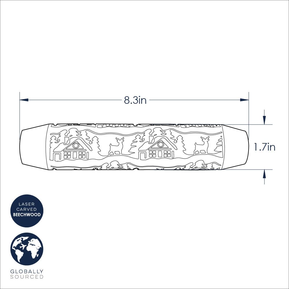 Nordic Ware Prägeschablone, charmantes Woodland Cottage Nudelholz zum Backen, Premium Backzubehör zum Prägen von Keksen und Gebäck, einfach zu bedienen