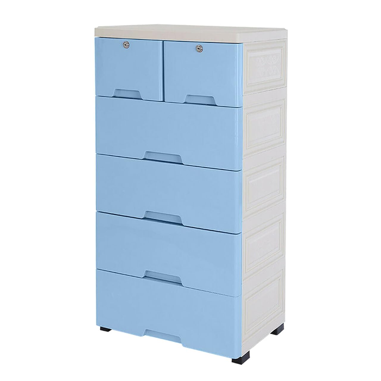 Comodino a 2 cassetti in legno chiaro e bianco NUEVA