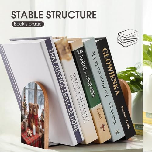 Sujetalibros resistente Christmas Joy de madera con base antideslizante moderna 8
