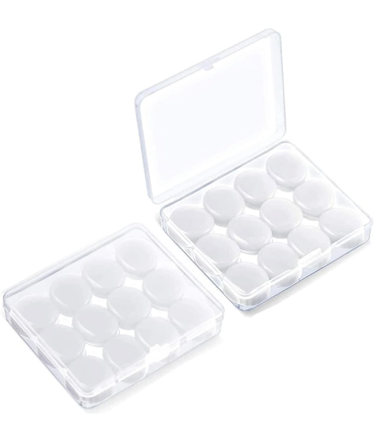 12 Tapones de silicona (6 pares) Cancelación de ruido 27dB. Para dormir, nadar, estudiar, viajar. Anti agua y anti ruidos. Ajustables, tamaño universal. Protección auditiva súper cómoda (TRANSPARENTE)