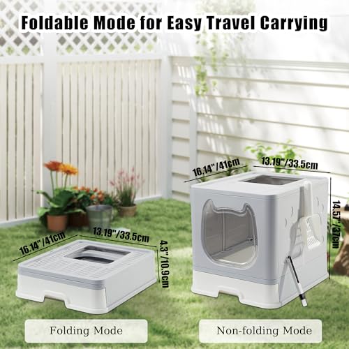 Arenero cerrado para gatos mediano con tapa y accesorios miniatura 6