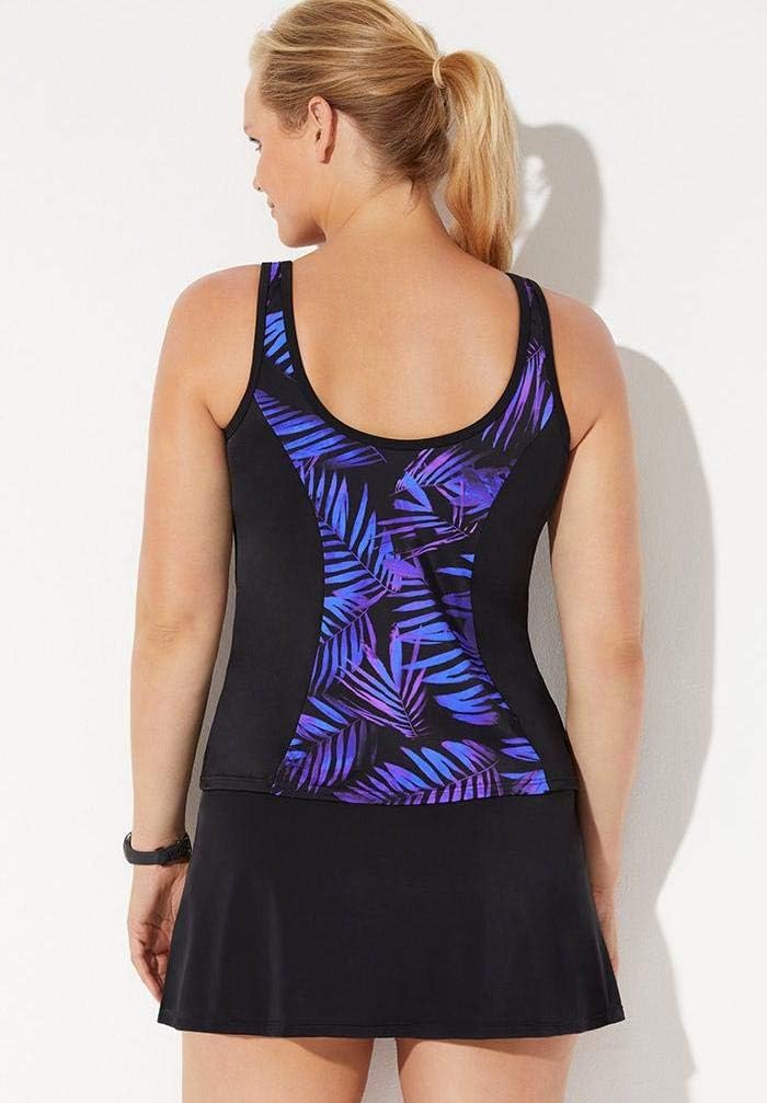 Swimsuits For All Chlorine Resistant Sweetheart Zip Front Tankini Set with Skirt